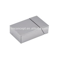 Portable sliver Hinged Lid rectangular metal tin box for cigarette