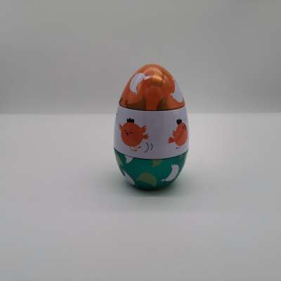 Best Selling Egg Shaped Tin with Horizontal opening style and three layers