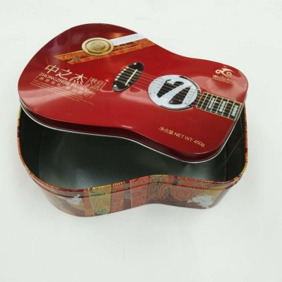 Factory direct sale guitar unique shape tin metal cookie box case