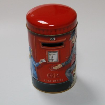 pillar-box shape metal piggy bank/coin storage box